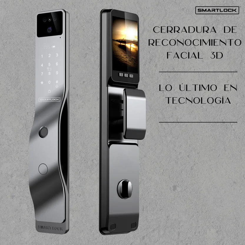 Cerradura Inteligente Gris 6 Tipos Apertura Reconocimiento Facial Slim